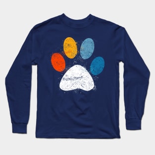 Vintage Dog T-Shirt Puppy Dog Paw Print Dog Love Pet Paw Long Sleeve T-Shirt